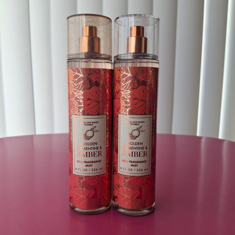 Bath & Body Works GOLDEN CLEMENTINE & AMBER Fine Fragrance Mist 8 oz Set of 2
